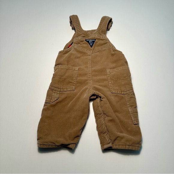 OSHKOSH B'GOSH KHAKI CORDUROY & PLAID OVERALLS - Picture 8 of 12